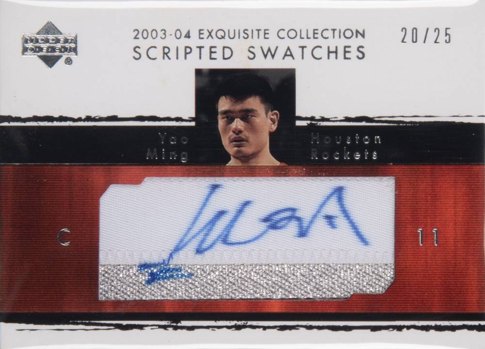 2003 Upper Deck Exquisite Collection Scripted Swatches Yao Ming #SS-YM Basketball Card