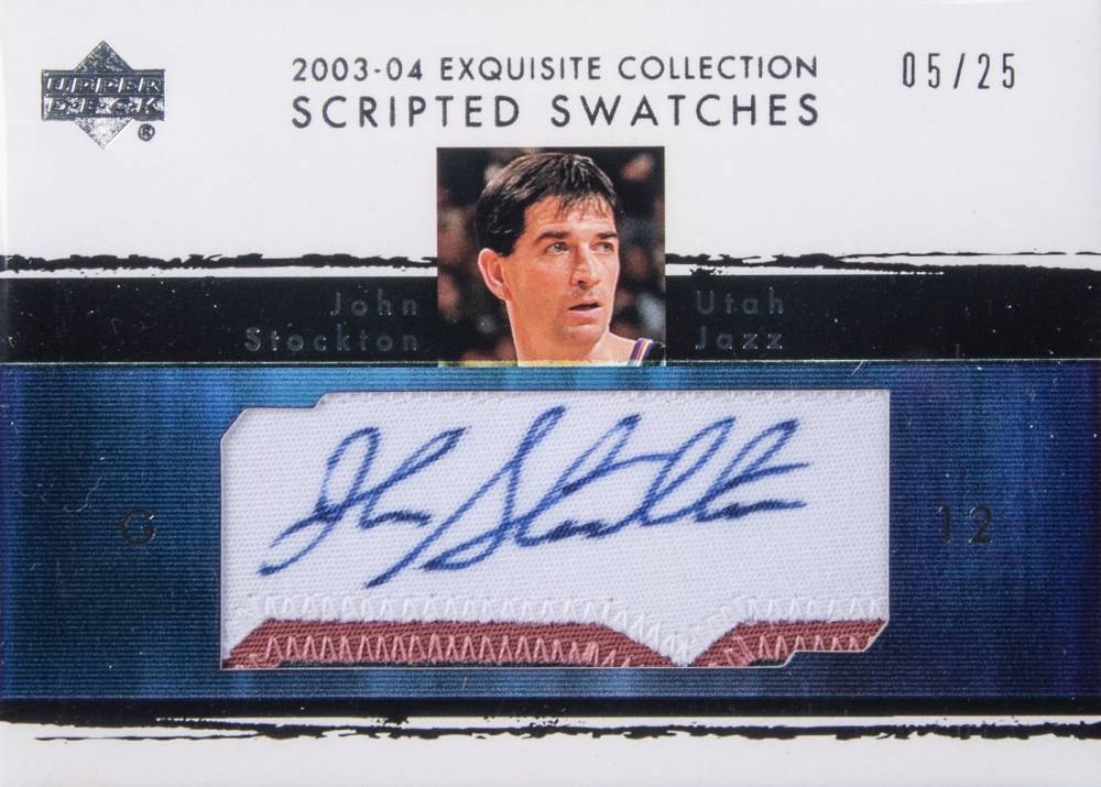2003 Upper Deck Exquisite Collection Scripted Swatches John Stockton #SS-JS Basketball Card