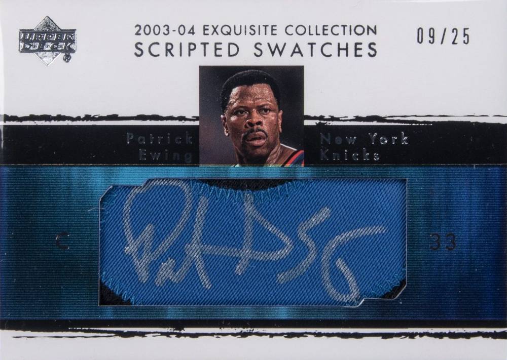 2003 Upper Deck Exquisite Collection Scripted Swatches Patrick Ewing #SS-PE Basketball Card