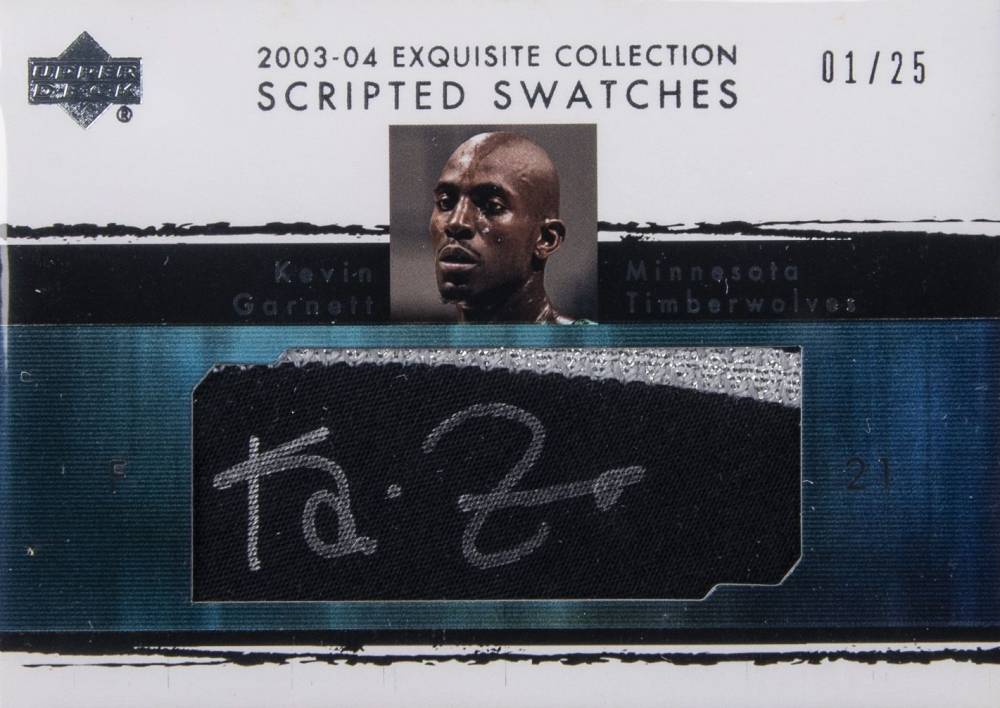 2003 Upper Deck Exquisite Collection Scripted Swatches Kevin Garnett #SS-KG Basketball Card
