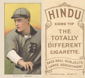 1909 White Borders Hindu-Brown Schmidt, Detroit #428 Baseball Card