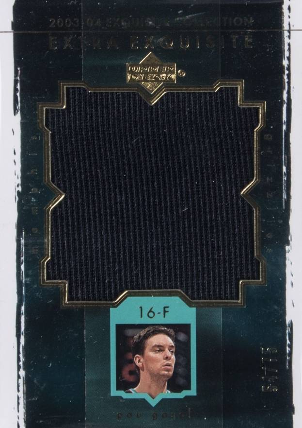 2003 Upper Deck Exquisite Collection Extra Exquisite Jersey Pau Gasol #EE-PG Basketball Card