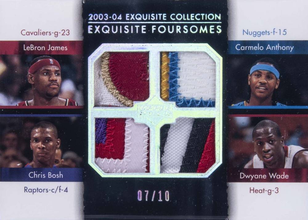 2003 Upper Deck Exquisite Collection Foursomes Carmelo Anthony/Chris Bosh/Dwyane Wade/LeBron James #JABW Basketball Card