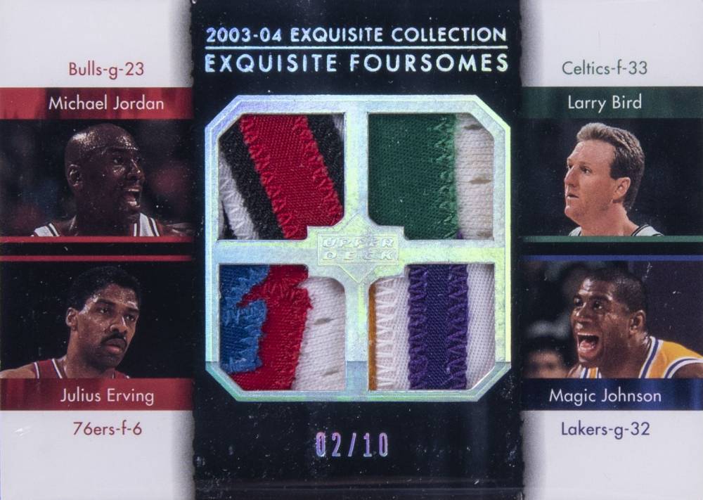 2003 Upper Deck Exquisite Collection Foursomes Julius Erving/Larry Bird/Magic Johnson/Michael Jordan #JBEJ Basketball Card