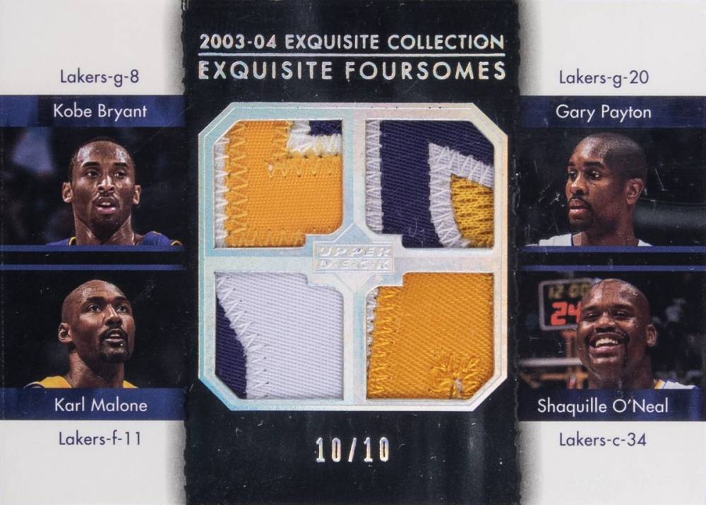 2003 Upper Deck Exquisite Collection Foursomes Kobe Bryant/Gary Payton/Karl Malone/Shaquille O'Neal #BPMO Basketball Card