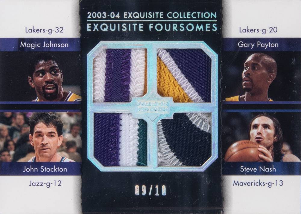 2003 Upper Deck Exquisite Collection Foursomes Magic Johnson/Gary Payton/John Stockton/Steve Nash #JPSN Basketball Card