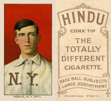 1909 White Borders Hindu-Brown Merkle, N.Y. Nat'L #330 Baseball Card