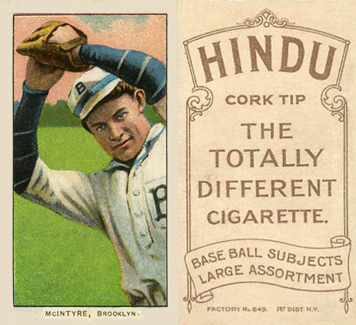 1909 White Borders Hindu-Brown McIntyre, Brooklyn #324 Baseball Card