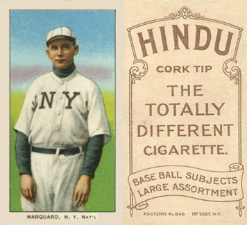 1909 White Borders Hindu-Brown Marquard, N.Y. Nat'L #303 Baseball Card