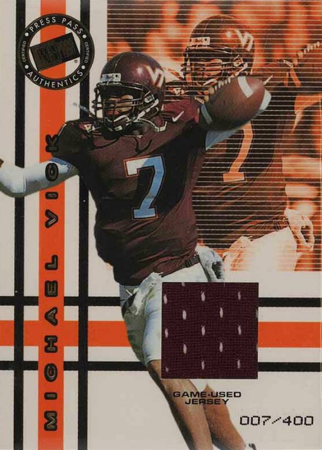 2001 Press Pass Game Jersey Michael Vick #MV Football Card