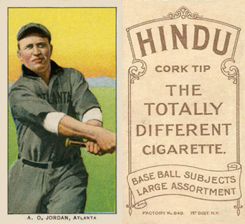 1909 White Borders Hindu-Brown A.O. Jordan, Atlanta #241 Baseball Card