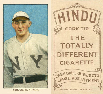 1909 White Borders Hindu-Brown Herzog, N.Y. Nat'L #211 Baseball Card