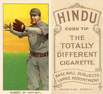1909 White Borders Hindu-Brown Gilbert, St. Louis Nat'L #189 Baseball Card