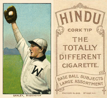 1909 White Borders Hindu-Brown Ganley, Washington #184 Baseball Card