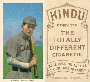 1909 White Borders Hindu-Brown Evers, Chicago Nat'L #168 Baseball Card