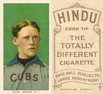 1909 White Borders Hindu-Brown Evers, Chicago Nat'L #166 Baseball Card