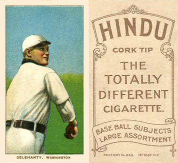 1909 White Borders Hindu-Brown Delahanty, Washington #124 Baseball Card