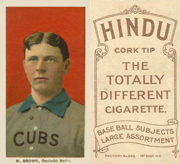 1909 White Borders Hindu-Brown Brown, Chicago Nat'L #59 Baseball Card