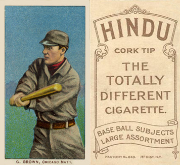 1909 White Borders Hindu-Brown G. Brown, Chicago Nat'L #55 Baseball Card
