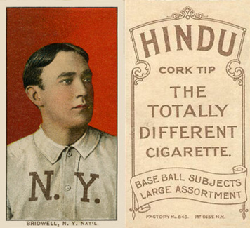 1909 White Borders Hindu-Brown Bridwell, N.Y. Nat'L #54 Baseball Card