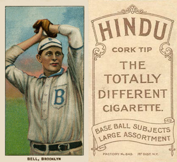 1909 White Borders Hindu-Brown Bell, Brooklyn #30 Baseball Card