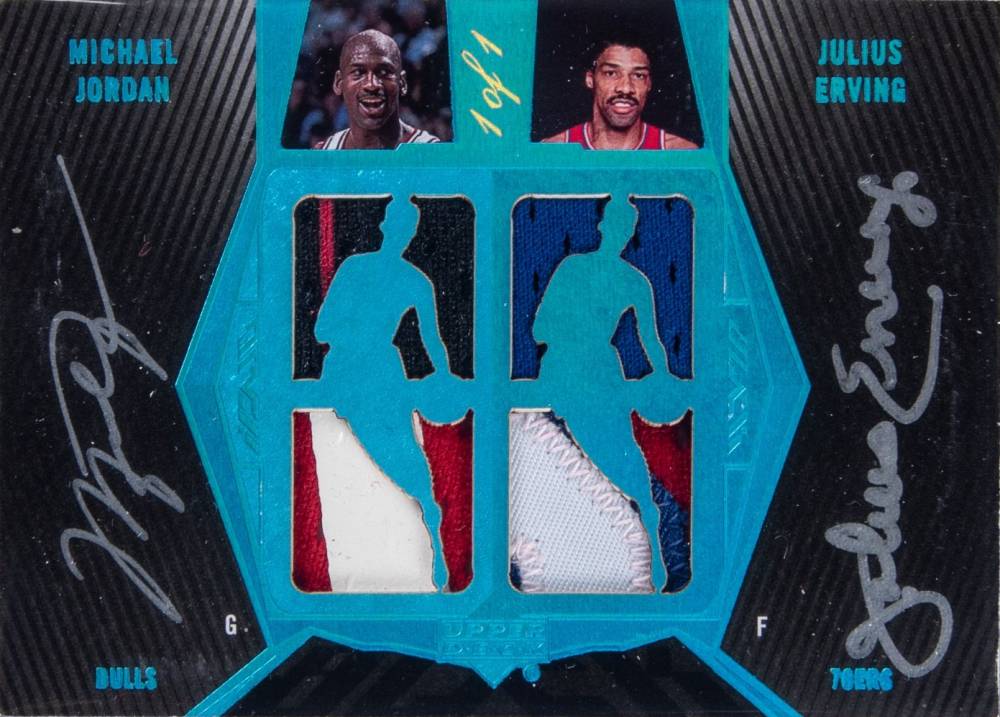 2007 Upper Deck Black Patches Autographs Dual Michael Jordan/Julius Erving #JE Basketball Card