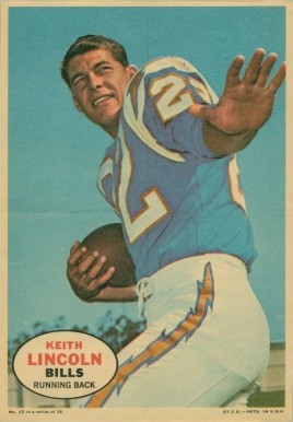 1968 Topps Posters Keith Lincoln #13 Football Card
