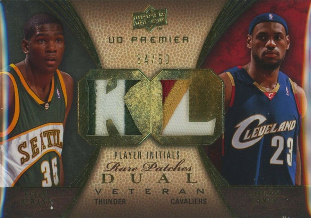 2008  Upper Deck Premier Rare Patch Dual Kevin Durant/LeBron James #RP2JD Basketball Card