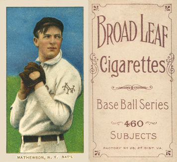 1909 White Borders Broadleaf 460 Mathewson, N.Y. Nat'L #307 Baseball Card