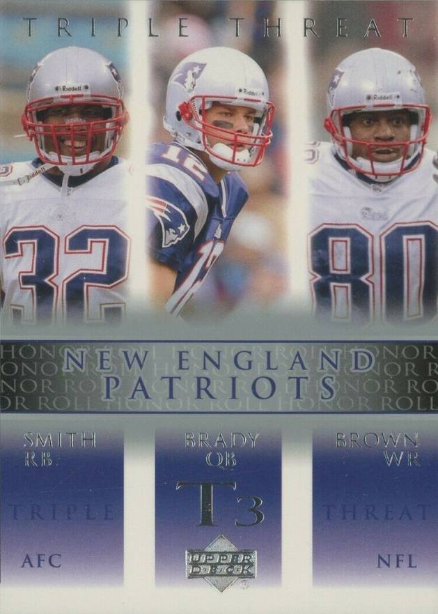 2002 Upper Deck Honor Roll Antowain Smith/Tom Brady/Troy Brown #77 Football Card