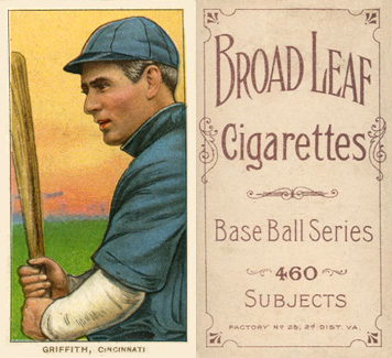1909 White Borders Broadleaf 460 Griffith, Cincinnati #195 Baseball Card