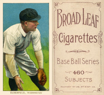 1909 White Borders Broadleaf 460 Elberfeld, Washington #162 Baseball Card