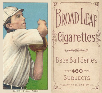 1909 White Borders Broadleaf 460 Baker, Phila. Amer. #15 Baseball Card