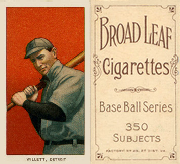1909 White Borders Broadleaf 350  Willett, Detroit #510 Baseball Card