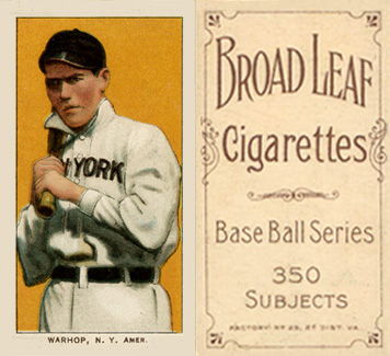 1909 White Borders Broadleaf 350  Warhop, N.Y. Amer. #500 Baseball Card