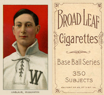 1909 White Borders Broadleaf 350  Unglaub, Washington #491 Baseball Card