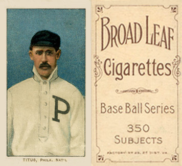 1909 White Borders Broadleaf 350  Titus, Phila. Nat'L #489 Baseball Card