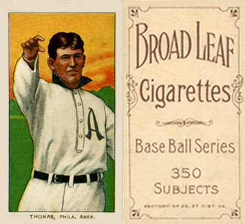 1909 White Borders Broadleaf 350  Thomas, Phil. Amer. #483 Baseball Card