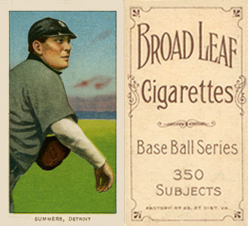 1909 White Borders Broadleaf 350  Summers, Detroit #473 Baseball Card
