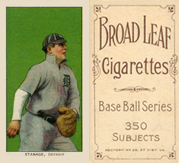 1909 White Borders Broadleaf 350  Stanage, Detroit #460 Baseball Card