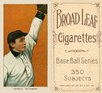 1909 White Borders Broadleaf 350  Slagle, Baltimore #445 Baseball Card