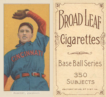 1909 White Borders Broadleaf 350  Paskert, Cincinnati #379 Baseball Card
