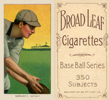 1909 White Borders Broadleaf 350  Moriarty, Detroit #344 Baseball Card