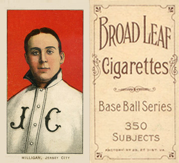 1909 White Borders Broadleaf 350  Milligan, Jersey City #337 Baseball Card