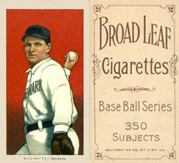 1909 White Borders Broadleaf 350  McGinnity, Newark #318 Baseball Card