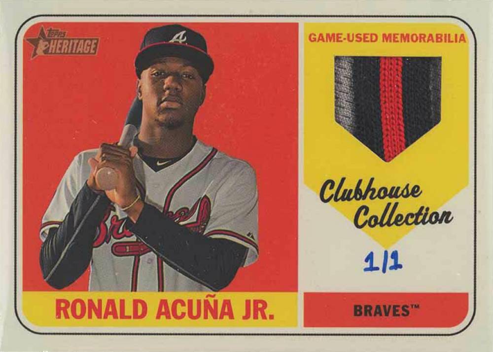 2018 Topps Heritage Clubhouse Collection Relics Ronald Acuna Jr. #RA Baseball Card
