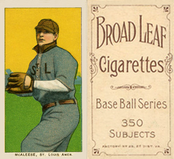 1909 White Borders Broadleaf 350  McAleese, St. Louis Amer. #311 Baseball Card