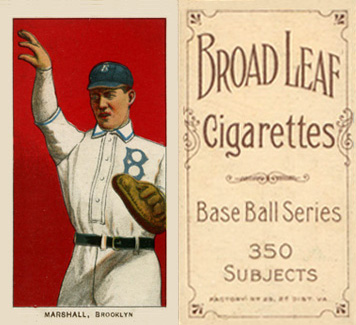 1909 White Borders Broadleaf 350  Marshall, Brooklyn #306 Baseball Card