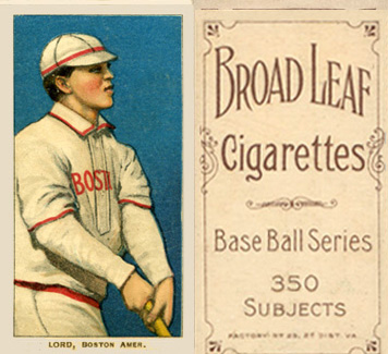 1909 White Borders Broadleaf 350  Lord, Boston Amer. #290 Baseball Card
