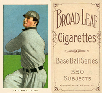 1909 White Borders Broadleaf 350  Lattimore, Toledo #277 Baseball Card